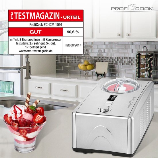 ProfiCook ICM 1091 N - Compressie-ijsmachine - 1,5L - 150 W Roestvrijstaal