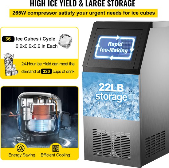 Flitserz - Ijsblokjesmachine - Commerciële - ijsmachine - Cube Ice Maker 50kg