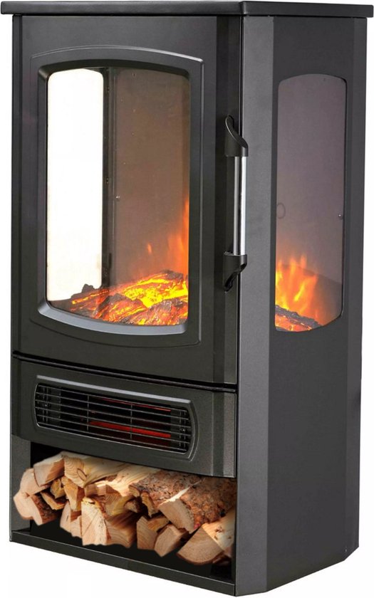 Elektrische kachel - Haard - Openhaard - Sfeerhaard - Heater - Elektrische verwarming - 2000 W - Zwart