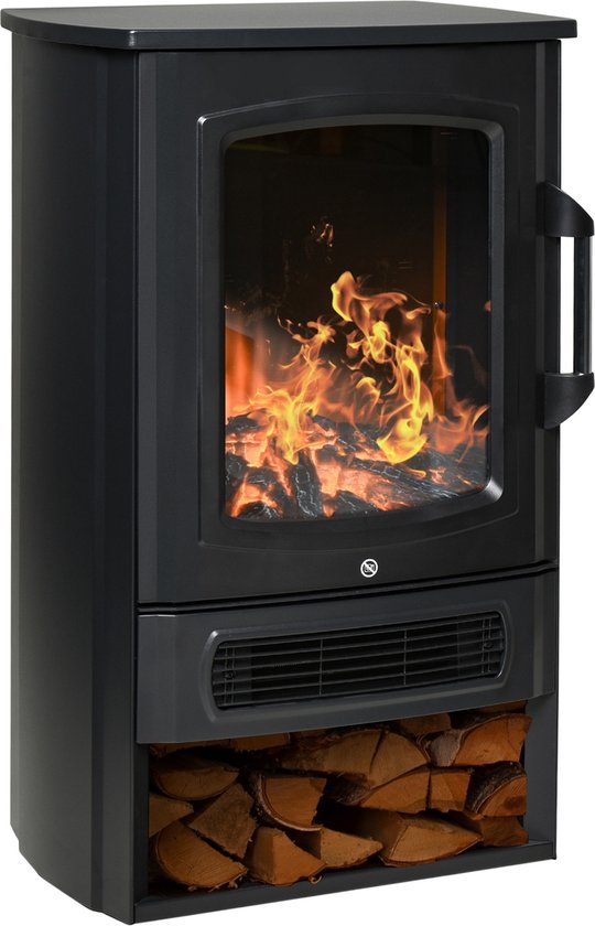 Elektrische kachel - Haard - Openhaard - Sfeerhaard - Electrische verwarming - 2000 W - Zwart