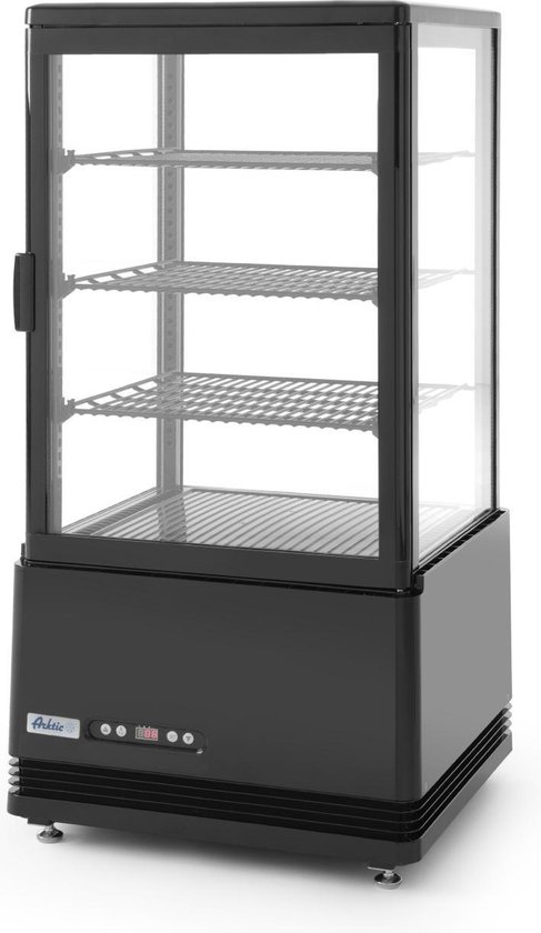 Arktic Koelvitrine Tafelmodel - Professionele Buffetvitrine - Horeca Koelkast Glazen Deur - 68 Liter - Zwart