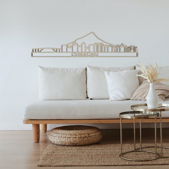 Skyline Curacao Populierenhout 165 Cm Wanddecoratie Voor Aan De Muur Met Tekst City Shapes