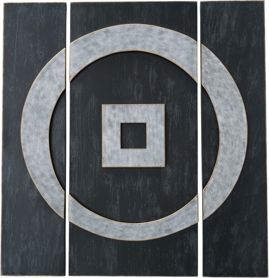 Wanddecoratie - Vierkant - 3d - 97x89cm. - Grijs - Metaal