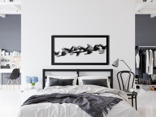 Wanddecoratie | Vogels / Birds | Metal - Wall Art | Muurdecoratie | Woonkamer | Buiten Decor |Zwart| 100x50cm