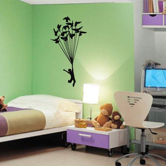 Wanddecoratie |Ballon / Baloon decor | Metal - Wall Art | Muurdecoratie | Woonkamer |Zwart| 40x75cm