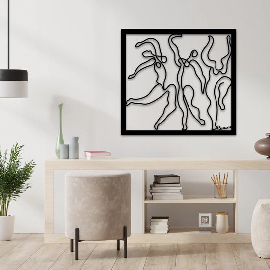 Kunstige Picasso wanddecoratie met 3D effect! 70 x 66 cm Zwart