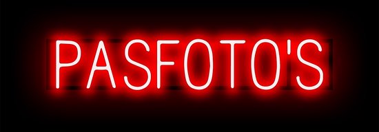 PASFOTO'S - Reclamebord Neon LED bord verlichting - SpellBrite - 83,4 x 16 cm rood - 6 Dimstanden - 8 Lichtanimaties - Pasfoto reclame