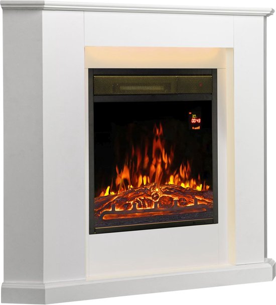Elektrische kachel - Hoekvorm - 2000 Watt - Wit - Vuureffect