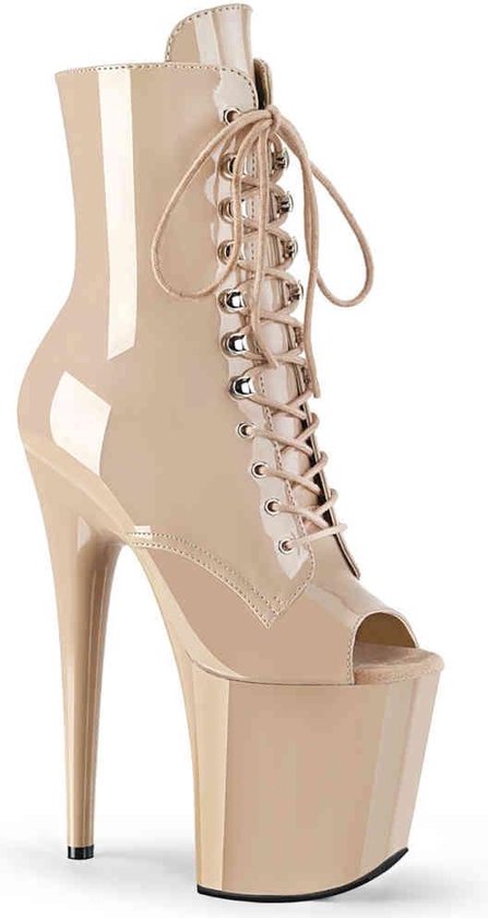 Pleaser Plateau Laarzen, Paaldans schoenen -37 Shoes- FLAMINGO-1021 Paaldans schoenen Creme