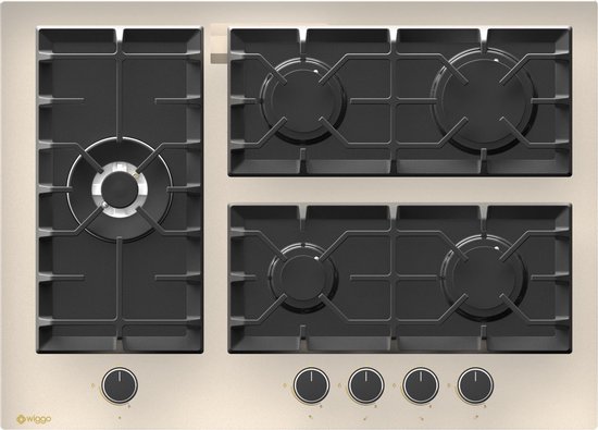 Wiggo WH-G735GR(C) Serie W Inbouw gaskookplaat met Wok 70cm