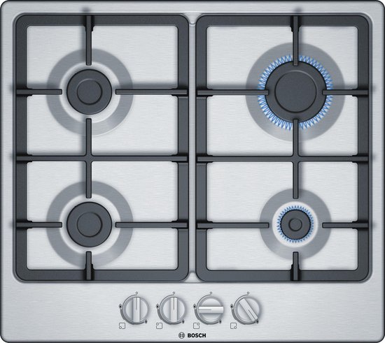 BOSCH - PGP6B5B90 - Gastafel - 4 branders - 7500W - L58,2cm x D52cm - Roestvrij staal