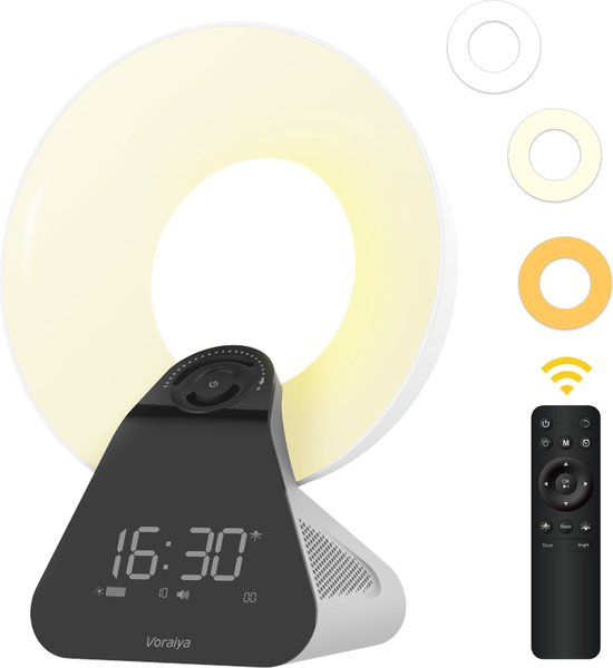 Voraiya S18 Energylight - Wake-up light, Daglichtlamp, Depressielamp, Bluetooth speaker, Lichttherapie, Winterdepressie, Bureaulamp, SAD light