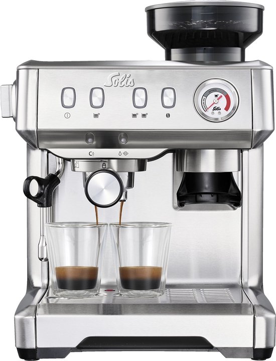 Solis Grind & Infuse Compact 1018 Pistonmachine - Espressomachine - Geschikt voor Pads - RVS - Zilver