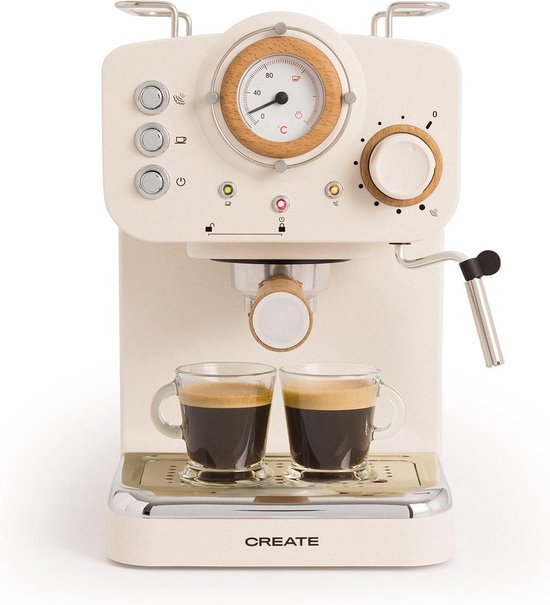 CREATE - Express Koffiemachine - Mat Gebroken wit - Gemalen koffie - Espresso - Cappuchino - Machiato - Americano - THERA MATT RETRO