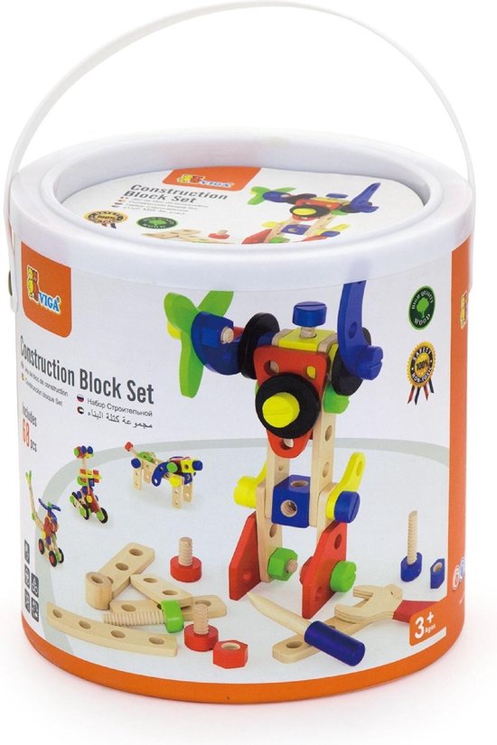 Viga Toys Constructiebouwset Hout 68-delig Multicolor