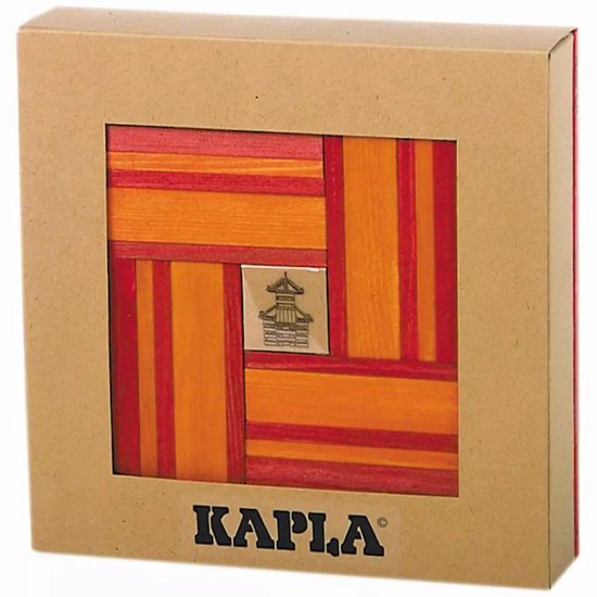KAPLA - KAPLA Kleur - Constructiespeelgoed - Rood Oranje - 40 Plankjes + Voorbeeldboek