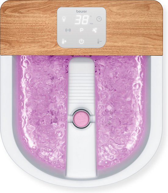 Beurer FB 65 Elektrisch voetenbad - Voetmassage - Trillings-en bubbelmassage - Aromatherapie - Infrarood lichtpunten - Verwarming - Magnetisch veld toepassing - Voetreflex rollers - 3 Pedicure opzetstukken - Tot maat 51 - 650 Watt - 3 Jaar garantie