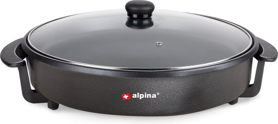 alpina Elektrische Hapjespan - Partypan - Anti-aanbak - 1500 Watt - Temperatuurregelaar - Ø 40 cm