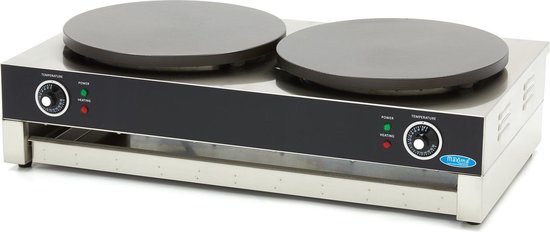 Crepebakplaat - Dubbele Crepes - 2 x 40 cm - incl. Beslagverdeler