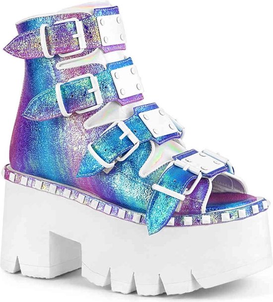 Demonia Plateau Sandaal -36 Shoes- ASHES-70 US 6 Paars/Wit