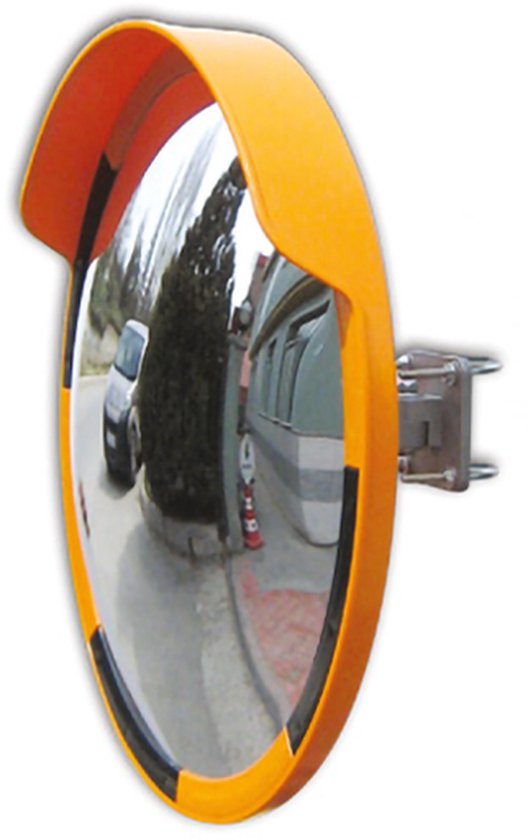 Ronde verkeersspiegel - geel zwart Ø 800 mm