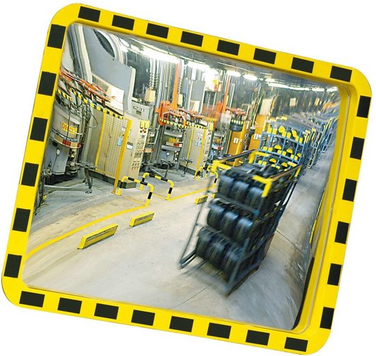 Eucryl rechthoekige bewakingsspiegel - geel zwart 800 x 600 mm