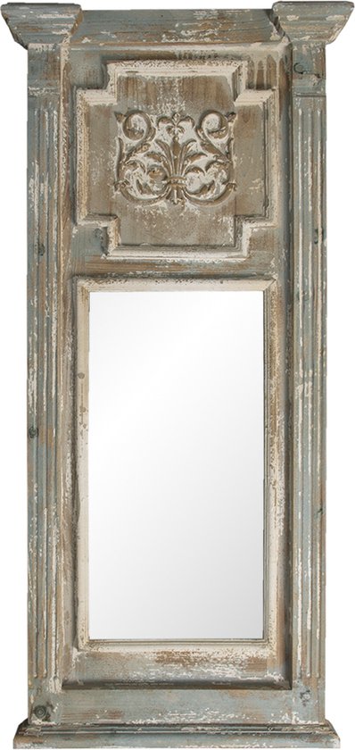 Clayre & Eef Spiegel 55x118 cm Blauw Grijs Hout Rechthoek Grote Spiegel
