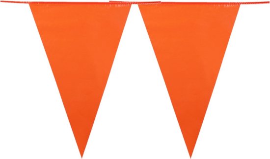 5x stuks oranje Holland plastic groot formaat vlaggetjes/vlaggenlijnen van 10 meter. Koningsdag/supporters feestartikelen en versieringen