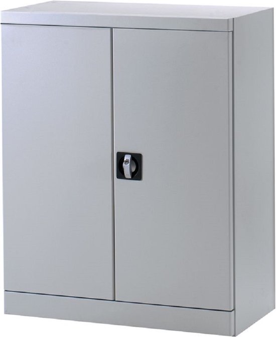 Archiefkast, draaideurkast, kantoorkast, opbergkast van 120 x 90 x 44 cm. in de kleur lichtgrijs. Zeer degelijke kwaliteit door gebruik van dikkere stalen plaatmateriaal
