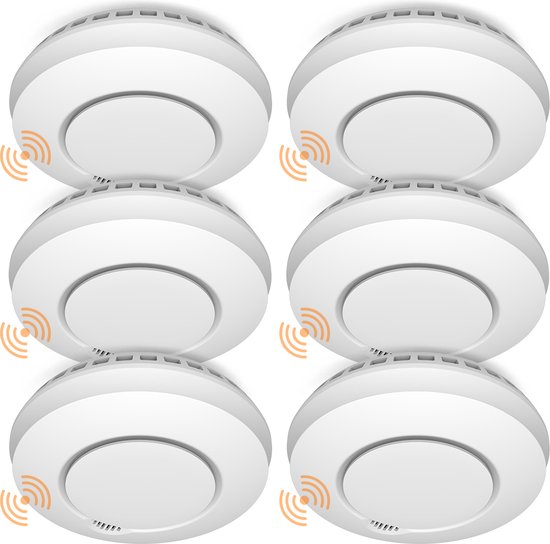 ELRO Connects FZ5002R Draadloos Koppelbare Rookmelder - met Hittesensor - voldoet aan Europese norm EN14604 - 6 stuks