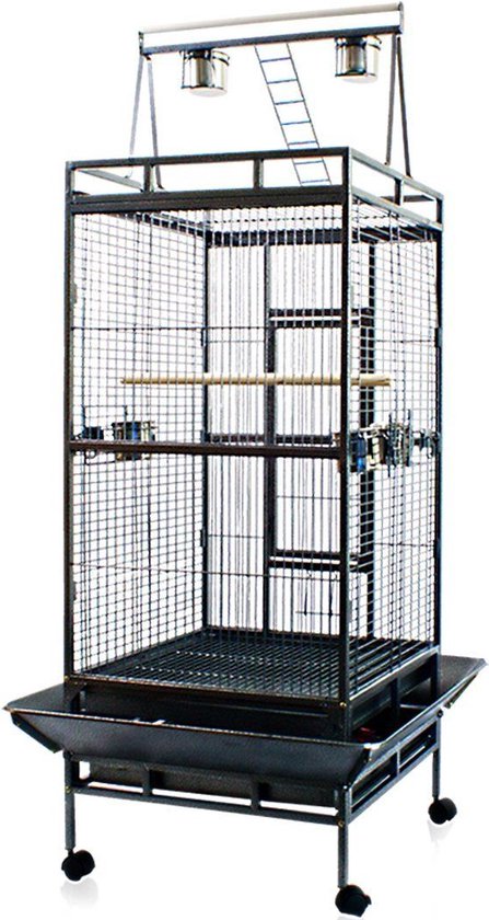 Topmast Papegaaienkooi Capri - Grote Vogelkooi - Antraciet - 61 x 57 x 168 cm - Grote Vogelkooien voor Binnen - Papegaaienstandaard
