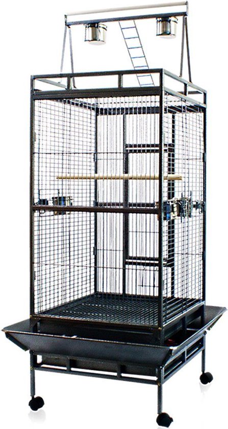 Topmast Papegaaienkooi Capri - Grote Vogelkooi - Antraciet - 61 x 57 x 168 cm - Grote Vogelkooien voor Binnen - Papegaaienstandaard