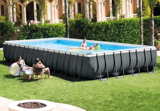 Intex opzetzwembad - Ultra XTR Frame antraciet - (lxbxh) 975 x 488 x 132 cm - inclusief accessoires