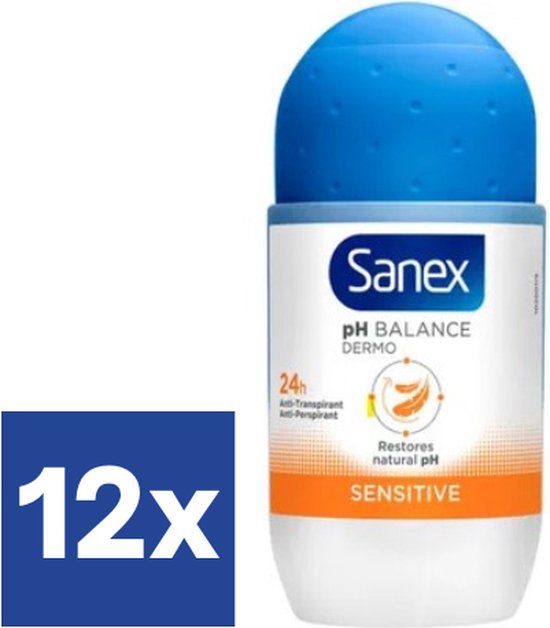 Sanex - Deo Roll - Dermo Sensitive - 12 x 50 ml - Voordeelverpakking