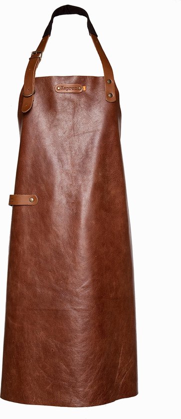 Xapron luxe leren (BBQ) schort New York - kleur Cognac