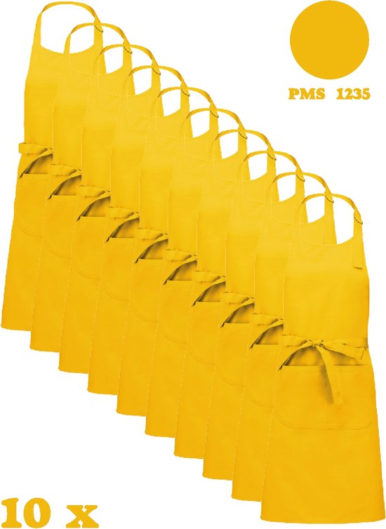 Awesome-Gifts - Horeca schort - Keukenschort - Kookschort - Barbecueschort - onbedrukt - 76 x 90 cm - per 10 stuks - Yellow
