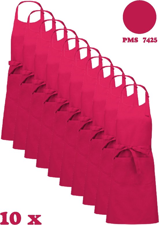 Awesome-Gifts - Horeca schort - Keukenschort - Kookschort - Barbecueschort - onbedrukt - 76 x 90 cm - per 10 stuks - Fuchsia