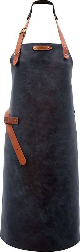 Xapron luxe leren (BBQ) schort Kansas - kleur Blue (blauw)
