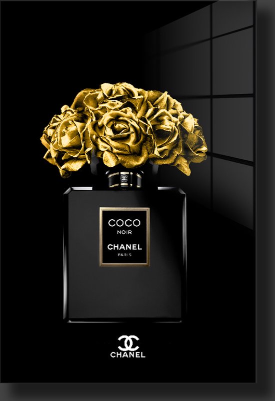 Coco chanel mademoiselle black gold plexiglas schilderij