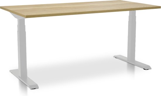Zit-sta bureau elektrisch verstelbaar - MRC PRO-L 2.0 NEN-EN 527 | 180 x 80 cm | frame wit - blad robuust eiken | memory functie met 4 standen | 150kg draagvermogen