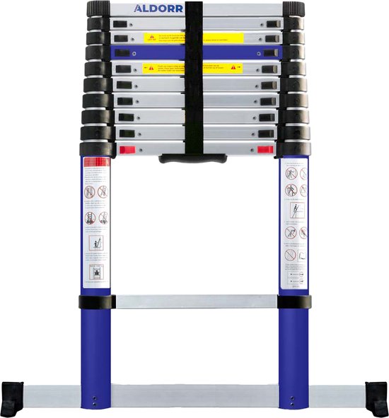 ALDORR Home - Telescoopladder 3,20 meter - met Stabilisatievoet en Soft closing