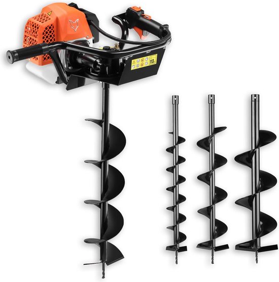 FUXTEC Grondboor Benzine incl. 100/150/200mm hulpstukken - 62cc - FX-EB162