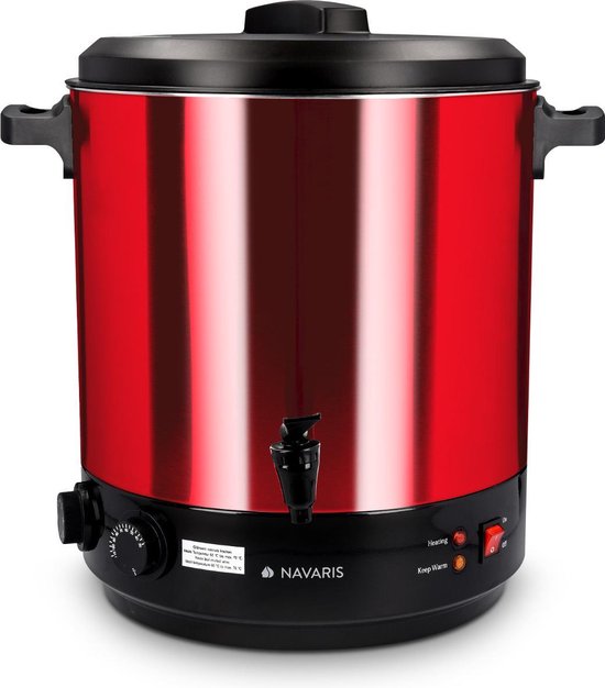 Navaris inmaakketel met glühwein functie - Inclusief thermostaat en timer tot 120 minuten - Temperatuur van 30-100°C - Met thermostaatkraan - 27 liter