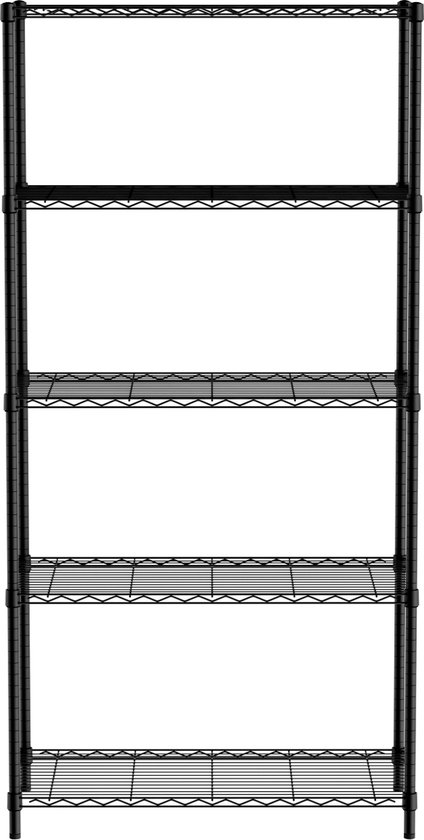 Hendi Opbergrek Metaal - Opbergrek Keuken - Stellingkast Metaal - 5 Schappen - Zwart - 91x45,5x(H)183cm