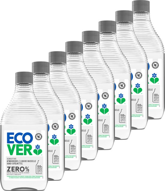 Ecover - Afwasmiddel - ZERO - Gevoelige huid - 8 x 450 ml - Voordeelverpakking