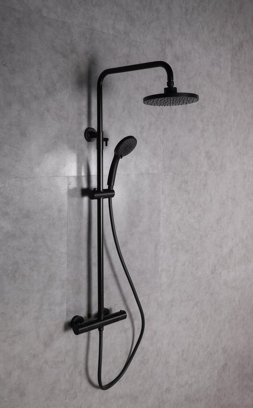 GDRN - Regendouche met Thermostaatkraan - Zwart Douche Set - Handdouche - Doucheset Mat Zwart
