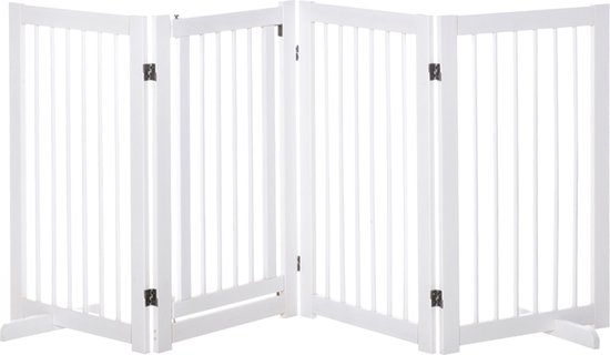 PawHut Hondenhek voor dieren opklapbaar hek steunvoeten 91 cm wit D06-090