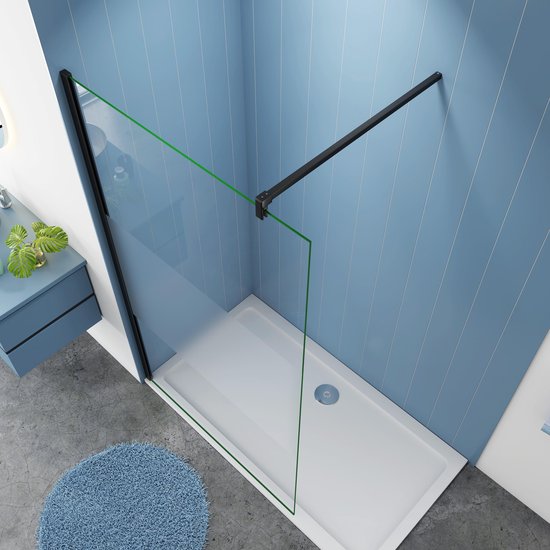 Serie Chrysant - Inloopdouche / Douchewand - 100x200 - Mat Zwart - Antikalk - 10mm Semi Gesatineerd Veiligheidsglas