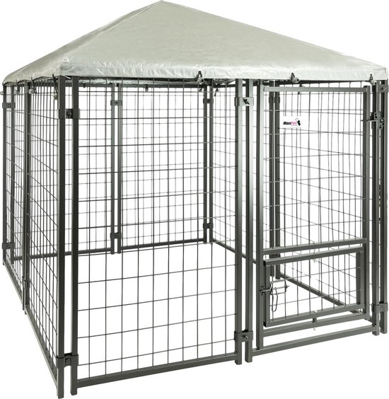 MaxxPet Hondenkennel Afneembaar Dak - Dierenverblijf - Zwart - 1,5 x 1,5 x 1,5 m