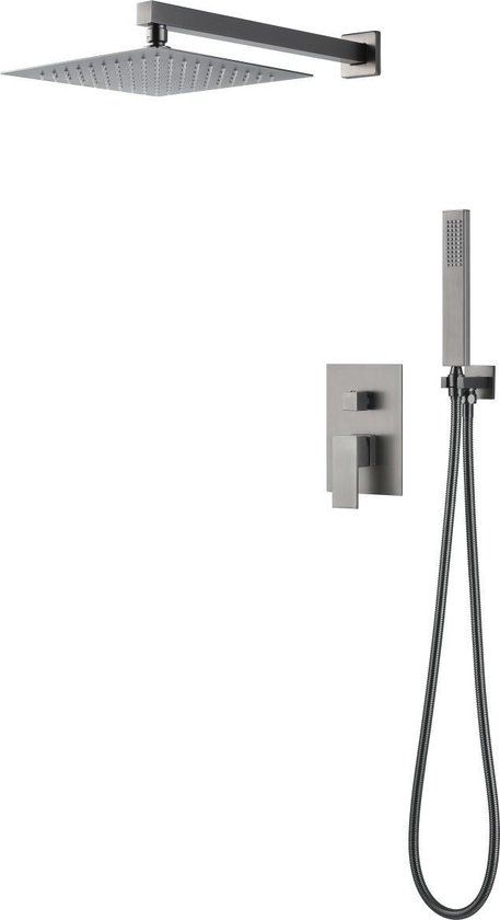 Mawialux inbouw regendoucheset - Mengkraan - Gunmetal grey - Vierkant - Cobra